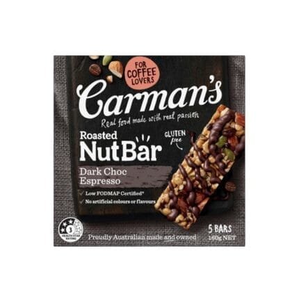 CarmanS Roasted Nut Bars Dark Choc Espresso 160g