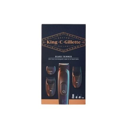 King C. Gillette Cordless Men's Beard Trimmer Kit with Blades and 3 Combs Black 1 Beard Trimmer + 3 Clipper Combs